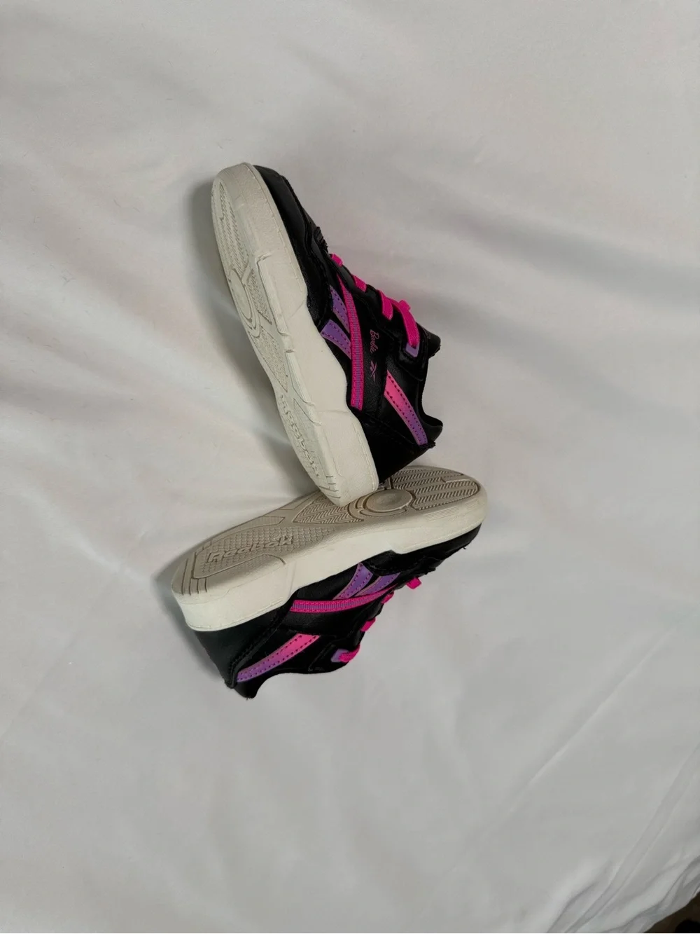 Reebok Kids Black and Hot Pink Low-Top Sneakers
